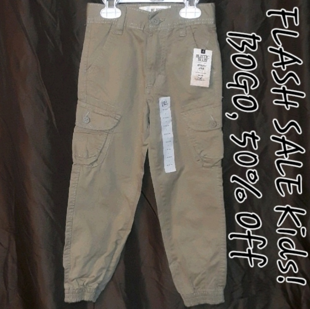 ** Rustic Blue Authentic Denim Jogger Pants Camel